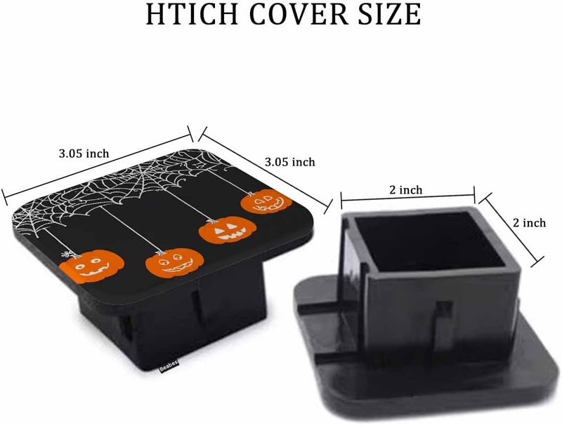 Beabes Hitch Cover Plug Pumpkins, 2 Inch Receivers Diameter Halloween Pumpkins Spider Webs Lightweight Trailer Hitch Tube Cover Hitch Safe Cover for Pickups SUVs Cars, Orange Black - Image 2